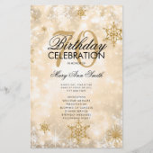 Elegant Winter 70th Birthday Program Gold met Menu (Voorkant)