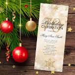 Elegant Winter 70th Birthday Program Gold met Menu Kaart<br><div class="desc">Elegant 'Birthday Party Program' met winterglitter Snowflakes en verlichting in Gold met aangepaste tekst.</div>