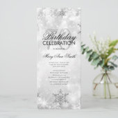 Elegant Winter 70th Birthday Program Silver Menu Kaart (Staand voorkant)