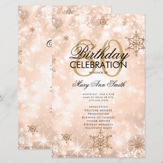 Elegant Winter 80 Verjaardagsprogramma Roos Gold M (Voorkant / Achterkant)