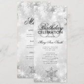 Elegant Winter 80e Verjaardagsprogramma Zilver Men Kaart (Voorkant / Achterkant)