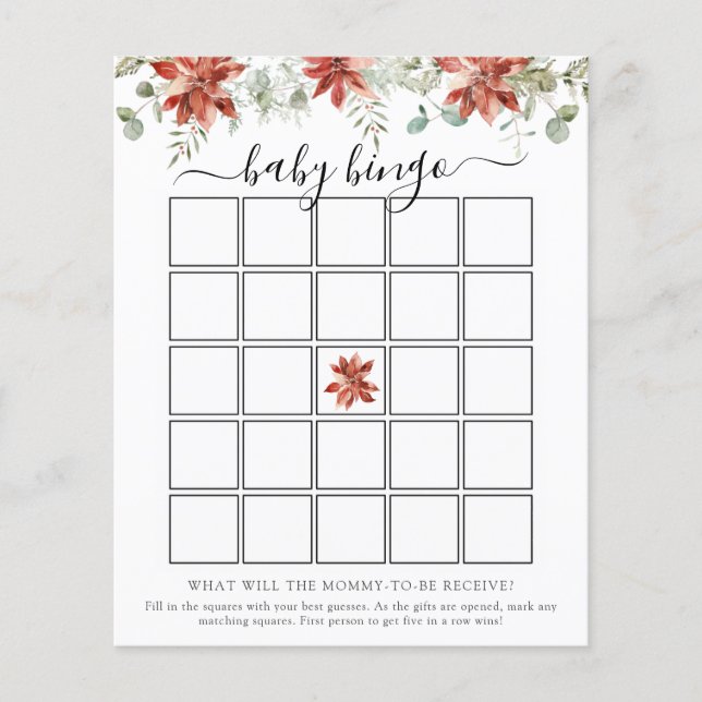 Elegant Winter Baby shower Bingo Game Card (Voorkant)