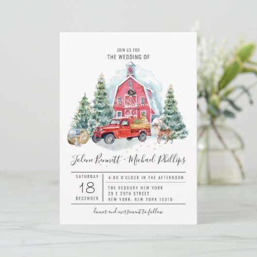 Elegant Winter Barn | Waterverf bruiloft (Staand voorkant)