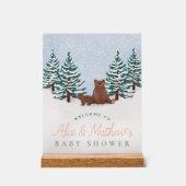 Elegant Winter Beer Baby shower Welkomstbord Acryl Bord (Voorkant)