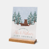 Elegant Winter Beer Baby shower Welkomstbord Acryl Bord (Hoek)