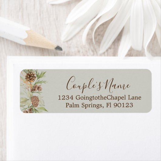 Elegant Winter Beige Bruiloft Retouradres Label (Insitu)