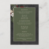 Elegant Winter Berries & Pine Black Wedding Informatiekaartje (Voorkant)