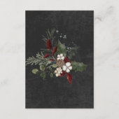 Elegant Winter Berries & Pine Black Wedding Informatiekaartje (Achterkant)