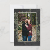 Elegant Winter Berries Pine Black Wedding Photo Save The Date (Voorkant)