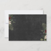 Elegant Winter Berries & Pine Black Wedding RSVP Kaartje (Achterkant)
