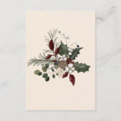 Elegant Winter Berries & Pine Ivory Wedding Informatiekaartje (Achterkant)