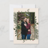 Elegant Winter Berries Pine Ivory Wedding Photo Save The Date (Voorkant)