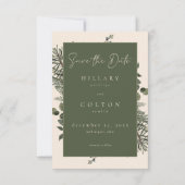 Elegant Winter Berries Pine Ivory Wedding Photo Save The Date (Achterkant)