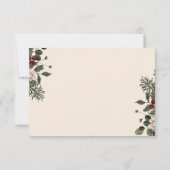 Elegant Winter Berries & Pine Ivory Wedding RSVP Kaartje (Achterkant)