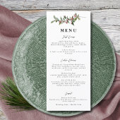 Elegant Winter Berries Red Green Waterverf Menu