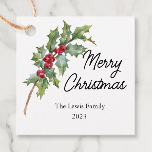 Elegant Winter Berries Vakantie Party Bedankjes Labels (Voorkant)