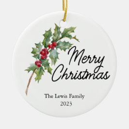 Elegant Winter Berries Vakantie Party Keramisch Ornament