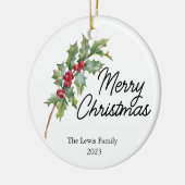 Elegant Winter Berries Vakantie Party Keramisch Ornament (Links)