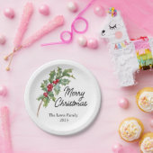 Elegant Winter Berries Vakantie Party Papieren Bordje (Feest)