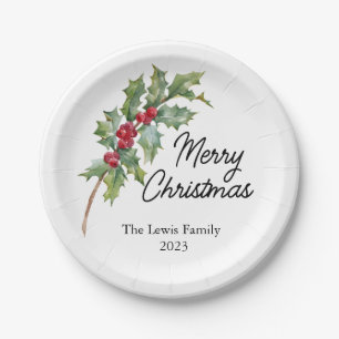 Elegant Winter Berries Vakantie Party Papieren Bordje