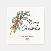 Elegant Winter Berries Vakantie Party Servet (Voorkant)