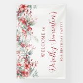 Elegant Winter Berry Botanical 40e verjaardagsfees Spandoek (Verticaal)
