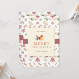Elegant Winter Bird Christmas Wenskaart Kaart