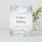 Elegant Winter Birthday Invitation – Snowflakes Kaart (Staand voorkant)