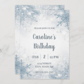 Elegant Winter Birthday Invitation – Snowflakes Kaart (Voorkant / Achterkant)