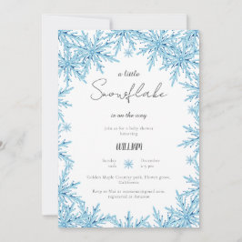Elegant Winter Blauw Kleine Sneeuwvlok Baby shower Kaart