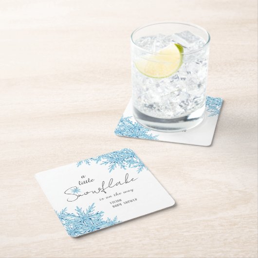 Elegant Winter Blauw Kleine Sneeuwvlok Baby shower Kartonnen Onderzetters (Insitu)