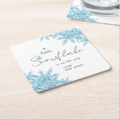 Elegant Winter Blauw Kleine Sneeuwvlok Baby shower Kartonnen Onderzetters (Schuin)