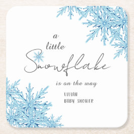 Elegant Winter Blauw Kleine Sneeuwvlok Baby shower Kartonnen Onderzetters