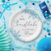 Elegant Winter Blauw Kleine Sneeuwvlok Baby shower Papieren Bordje (Feest)