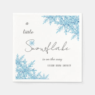 Elegant Winter Blauw Kleine Sneeuwvlok Baby shower Servet