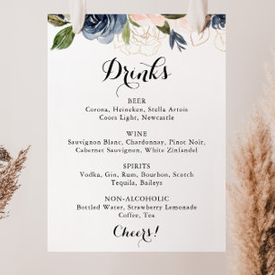 Elegant Winter Bloem Bruiloft Dranken Menu Bord Poster