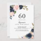 Elegant Winter Bloemen 60e Verjaardagsfeest Kaart (Voorkant)