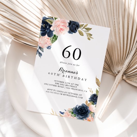 Elegant Winter Bloemen 60e Verjaardagsfeest Kaart