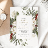 Elegant Winter Bloemen Baby shower Invitation Kaart