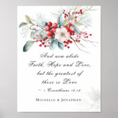 Elegant Winter Bloemen Bruiloft Schrift Christelij Poster (Voorkant)