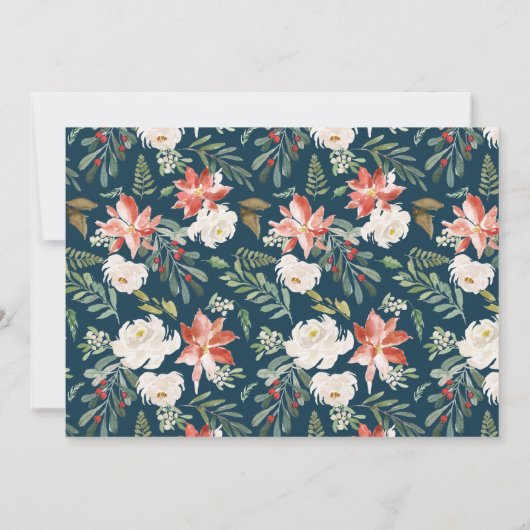 Elegant Winter Bloemen Navy 1e Verjaardagsfeest Kaart (Achterkant)