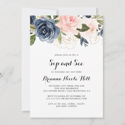 Elegant Winter Bloemen Sip en See Kaart (Voorkant)