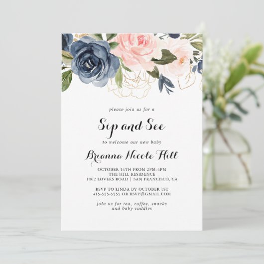 Elegant Winter Bloemen Sip en See Kaart (Staand voorkant)