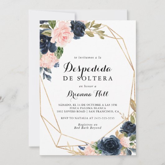 Elegant Winter Bloemen Spaans Vrijgezellenfeest Kaart (Voorkant)