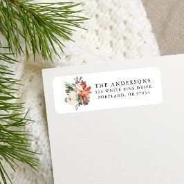 Elegant Winter Bloemen Vakantie Retouradres Etiket