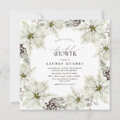 Elegant Winter Bloemen Vrijgezellenfeest Kaart (Voorkant)