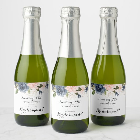 Elegant winter bloemenbruidsmeisje voorstel sparkling wijnetiket (Flessen)