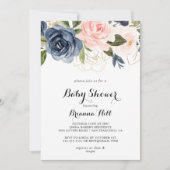 Elegant winter bloemenkalligrafie Baby shower Kaart (Voorkant)