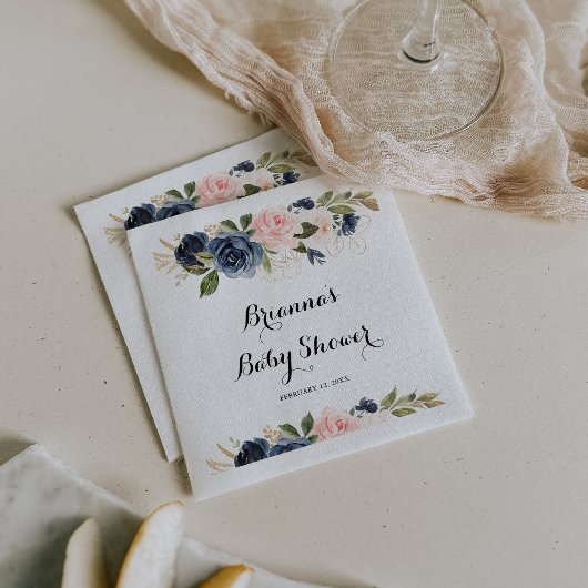 Elegant winter bloemenkalligrafie Baby shower Servet