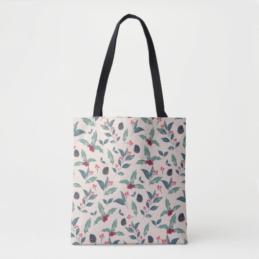 Elegant Winter bloemenkerstfeest Waterverf Tote Bag (Voorkant)